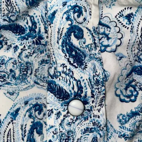 Rafter C Men's Blue Paisley Pearl Snap Short Sleeve Western Shirt - Picture 3 of 4